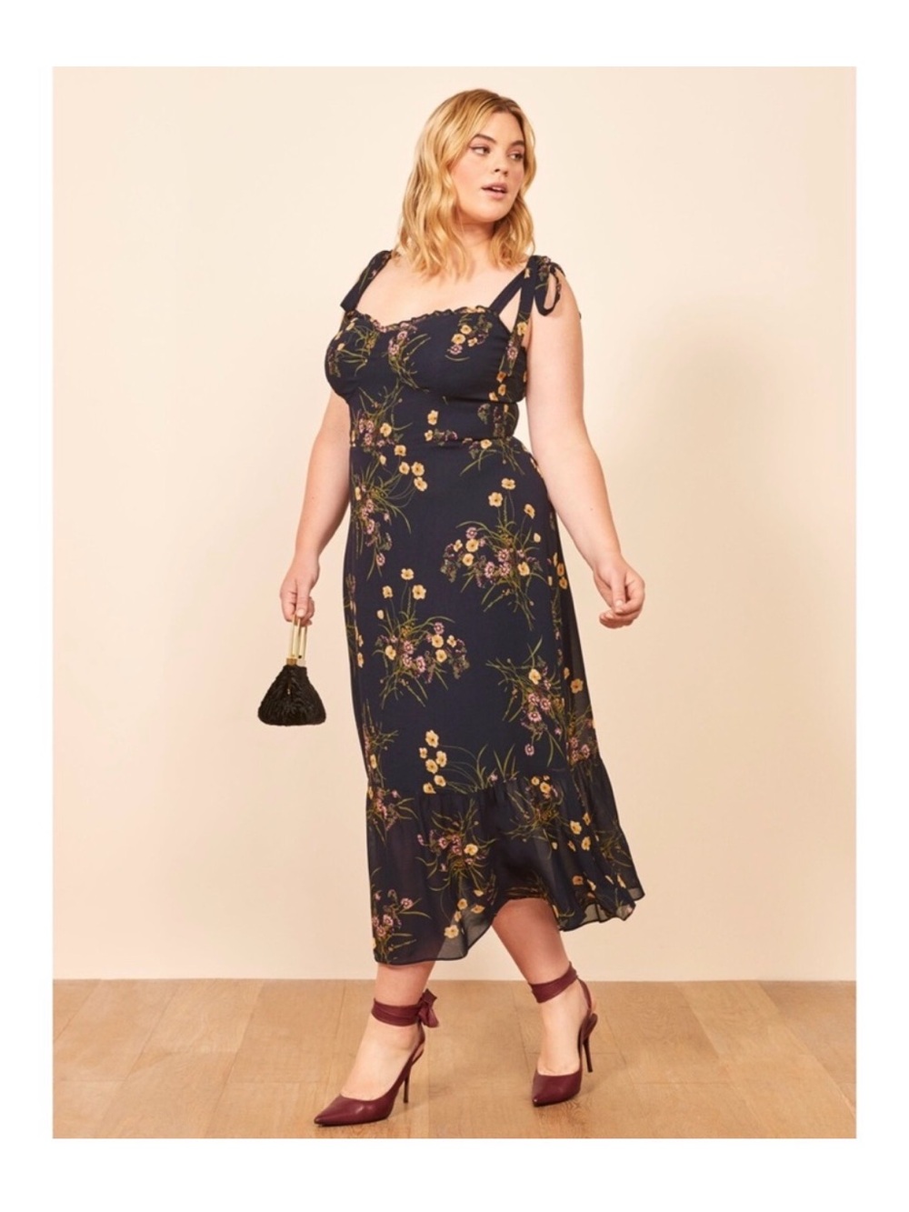 Reformation Nikita Dress Mademoiselle Navy Floral 16